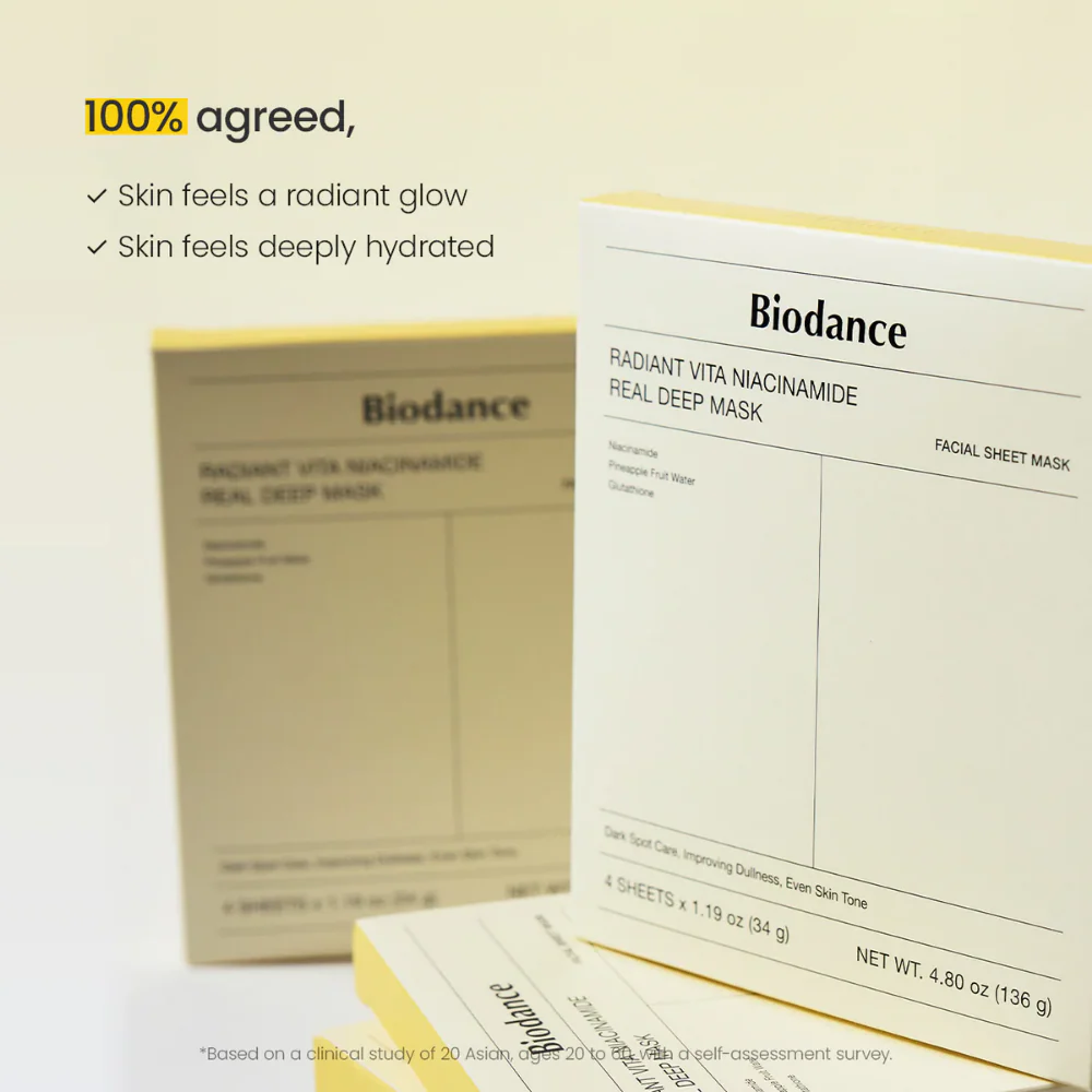 Biodance Radiant Vita Niacinamide Real Deep Mask Pack 4 x 34g - Image 8