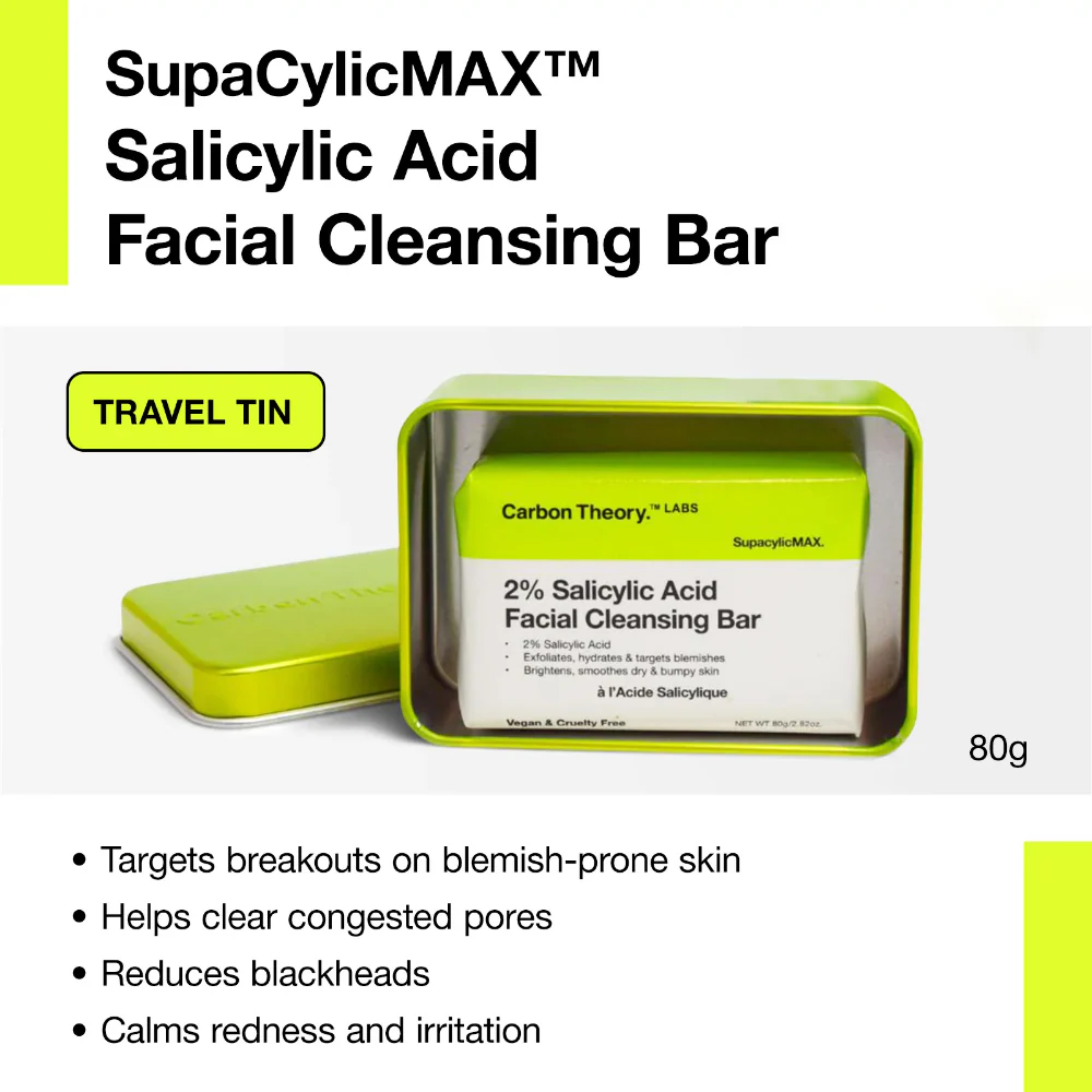 Carbon Theory SupacylicMAX 2% Salicylic Acid Facial Cleansing Bar & Travel Tin 80g - Image 2
