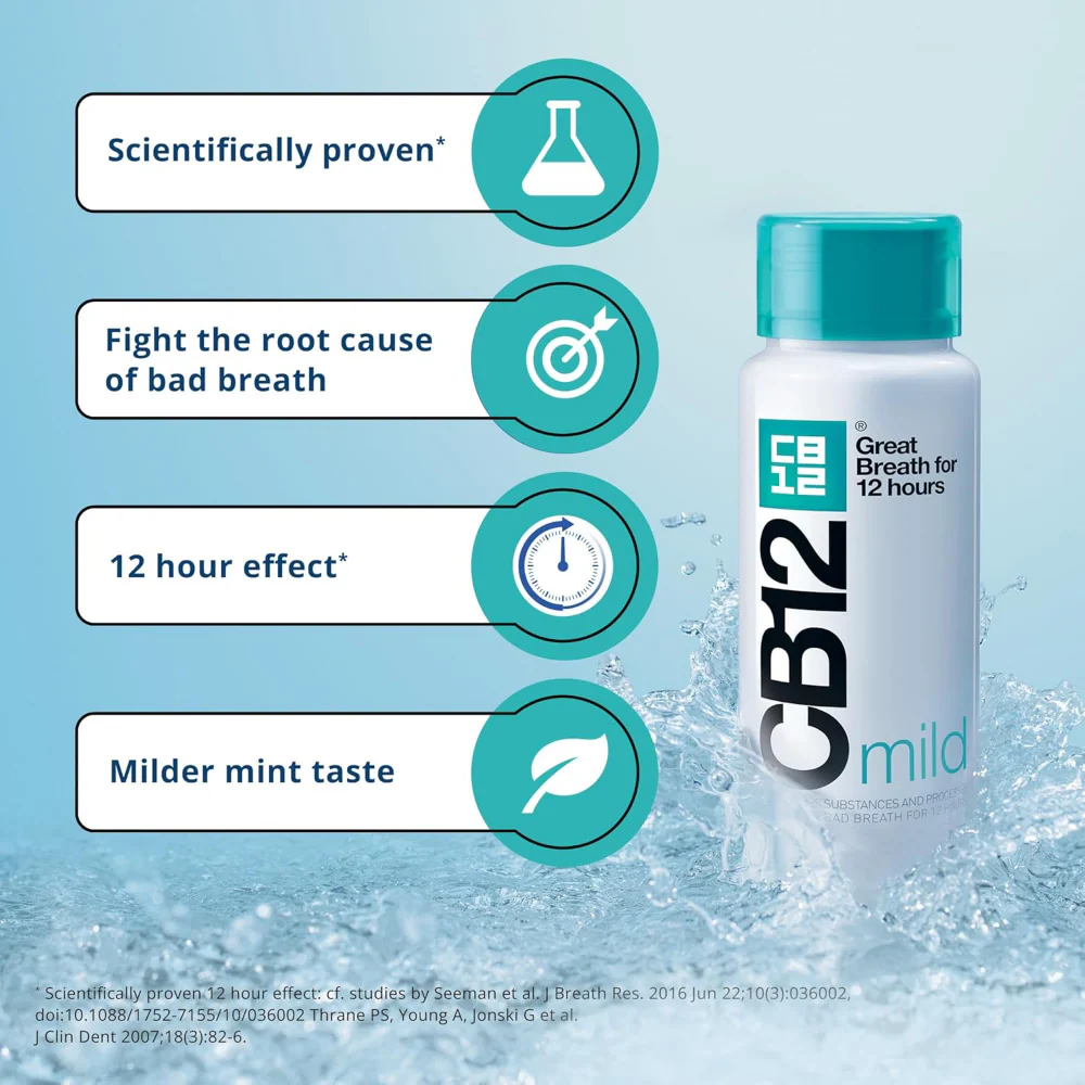 CB12 Mouthwash Oral Rinse Mild Mint/Menthol 250ml - Image 2