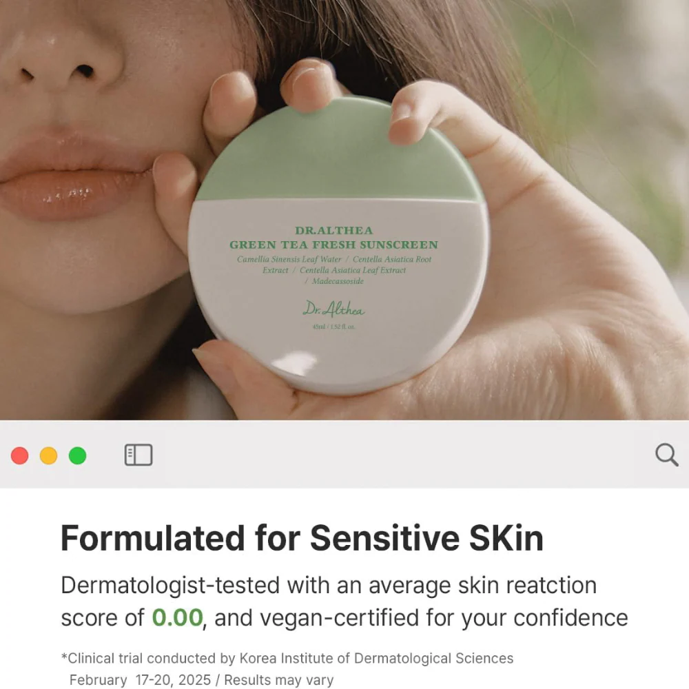 Dr. Althea Green Tea Fresh Sunscreen PA++++ SPF50+ 45ml - Image 5