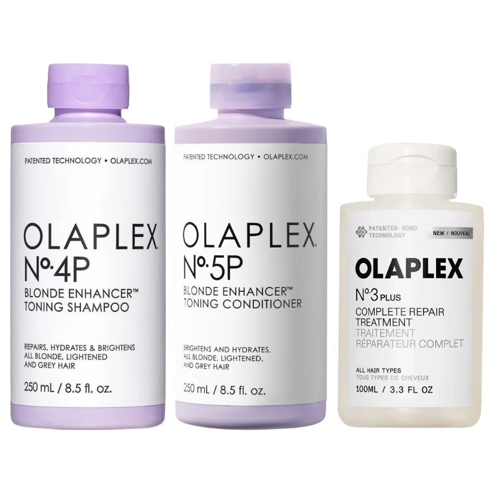 Olaplex Blonde Toning Shampoo No 4P 250ml, Bond Conditioner No 5 250ml & No 3 Plus Hair Treatment 100ml Trio
