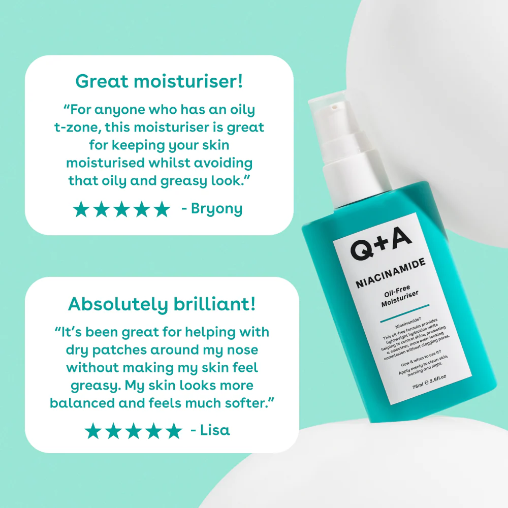 Q+A Niacinamide Oil-Free Moisturiser 75ml - Image 4