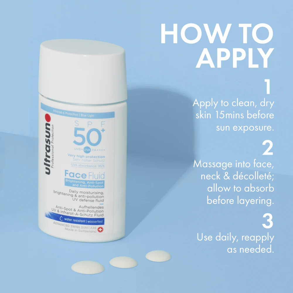 Ultrasun Face Fluid Brightening & Anti-Pollution PA++++ SPF50+ 40ml - Image 3