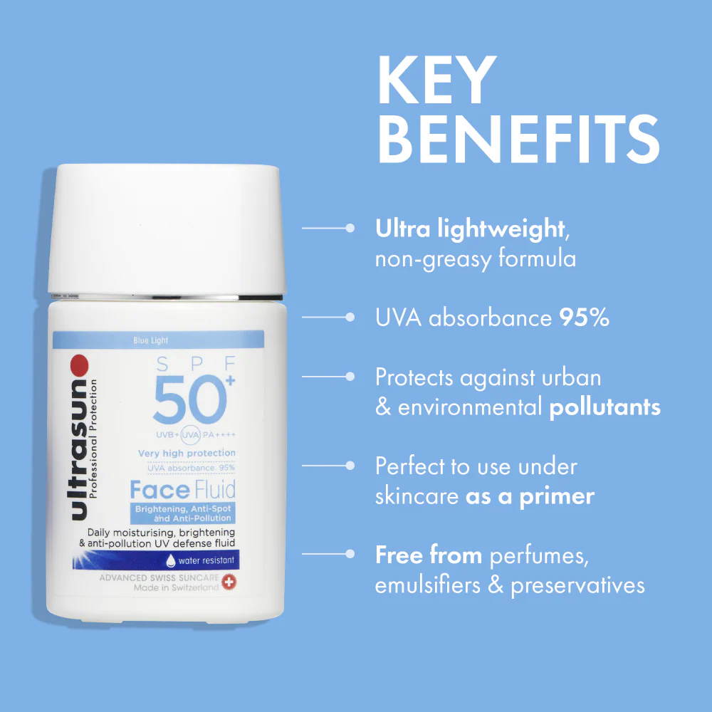 Ultrasun Face Fluid Brightening & Anti-Pollution PA++++ SPF50+ 40ml - Image 4