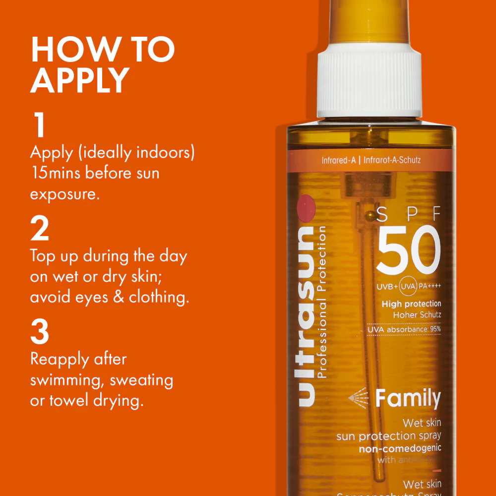 Ultrasun Family Wet Skin Sun Protection Spray PA++++ SPF50 200ml - Image 3