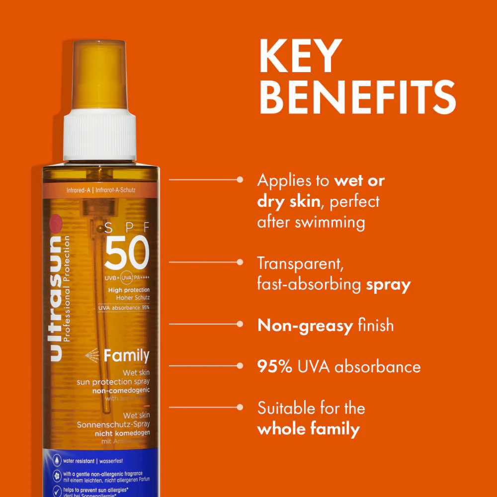 Ultrasun Family Wet Skin Sun Protection Spray PA++++ SPF50 200ml - Image 4