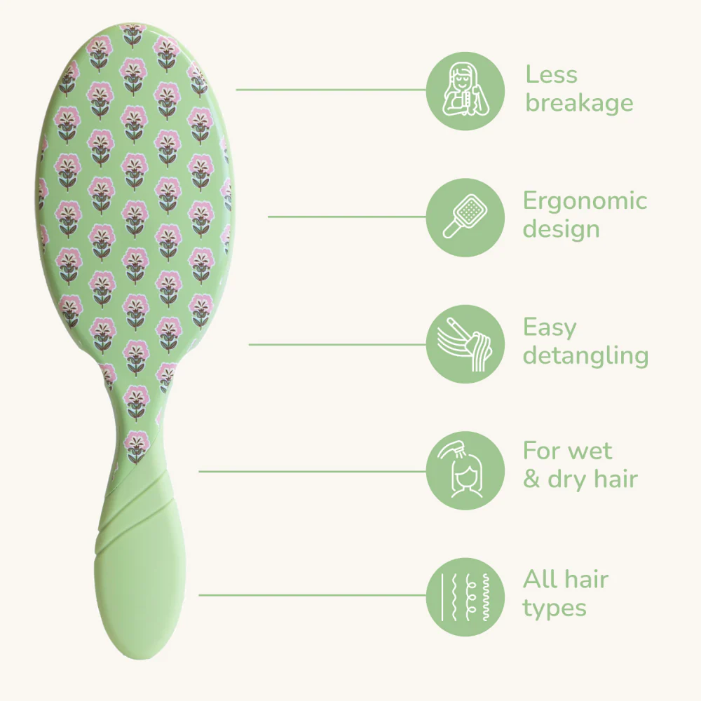 Wet Brush Pro Detangler Brush Petal Perfect Green Garden - Image 4