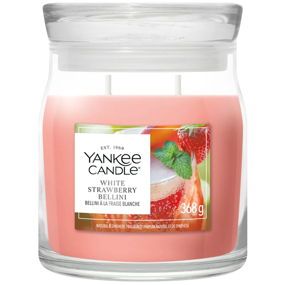 Yankee Candle White Strawberry Bellini Medium Signature Jar Candle